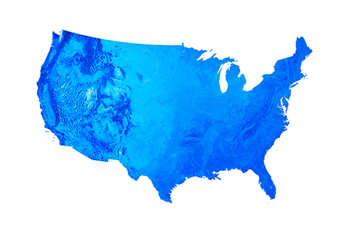 Light blue Map of the United States