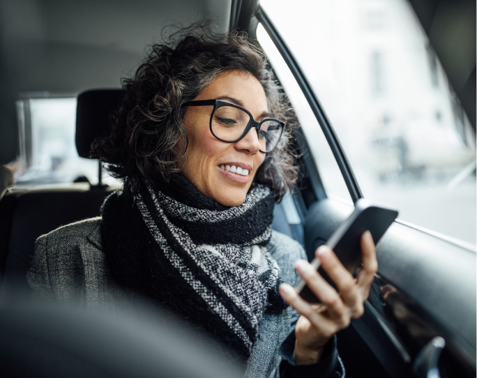 woman on the phone in a car